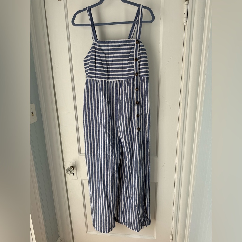 1901 Blue and White Striped Jumpsuit with Nautical Flair